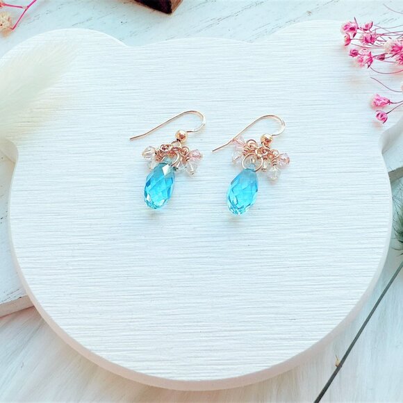 New Cute Briolette Crystal Cluster Earrings | Handmade in BC - Picture 4 of 4